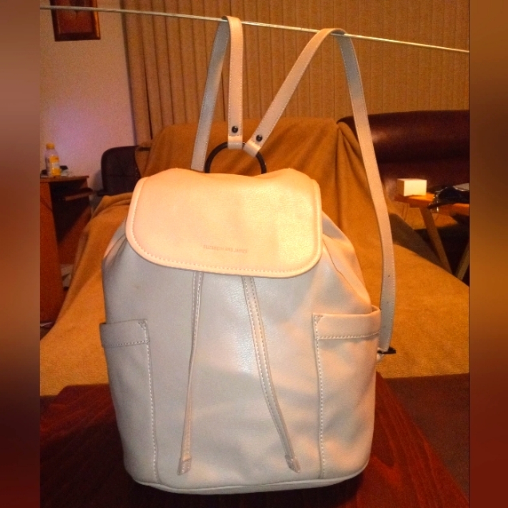 Tan leather backpack